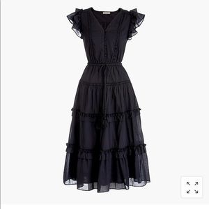 Point Sur flutter-sleeve pom-pom midi dress size4